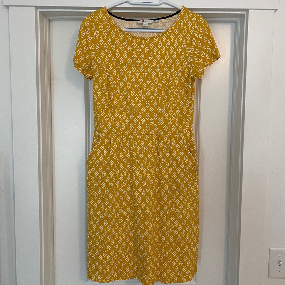 Boden Phoebe dress, 6, mustard color